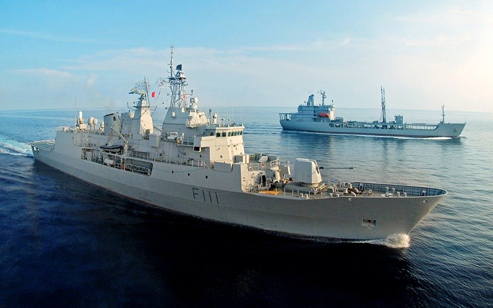 Anzac ships sailing at dusk